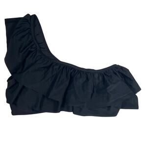 VIMPUNEC Ruffle One Shoulder Swim Top Women's Size M Trendy Fashionable Black